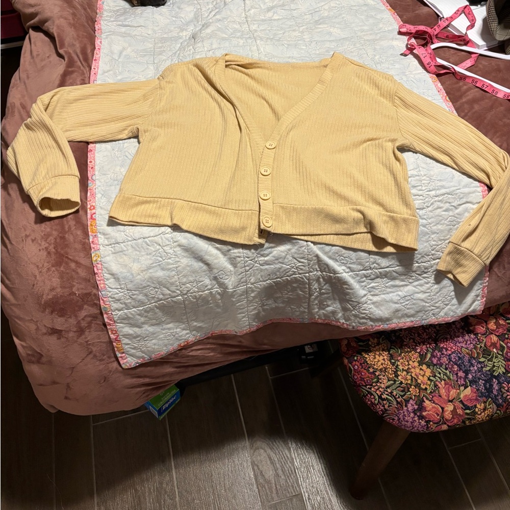 Yellow Button-Up Women's Sweater